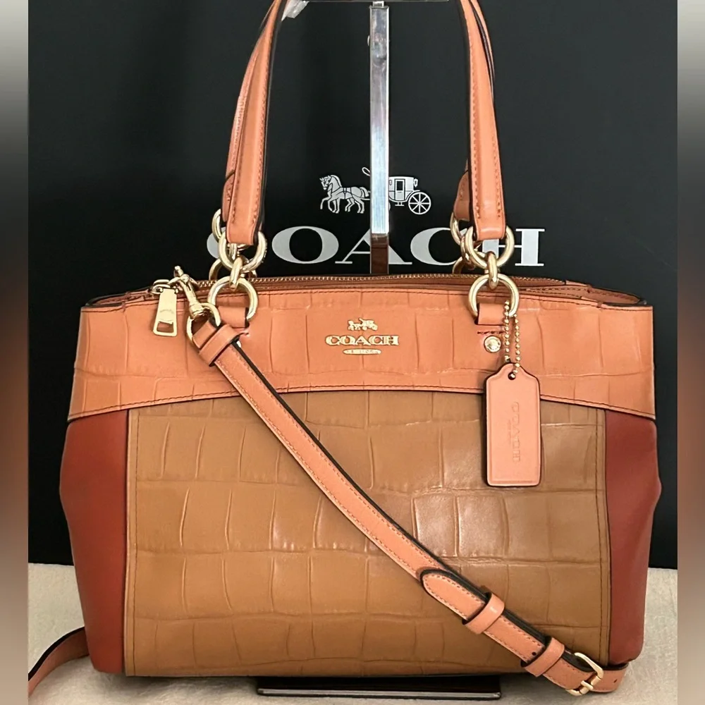 COACH Brooke Mini Croc Embossed and Smooth Leather in Colorblock Xbody/Satchel - Picture 3 of 14